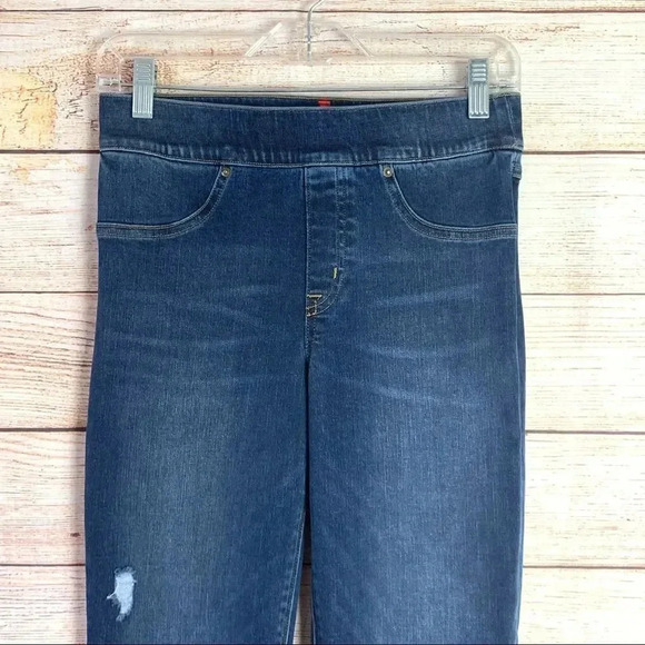 Spanx Distressed Ankle Open Hem Skinny Pullon High Rise Jeans - Picture 3 of 12